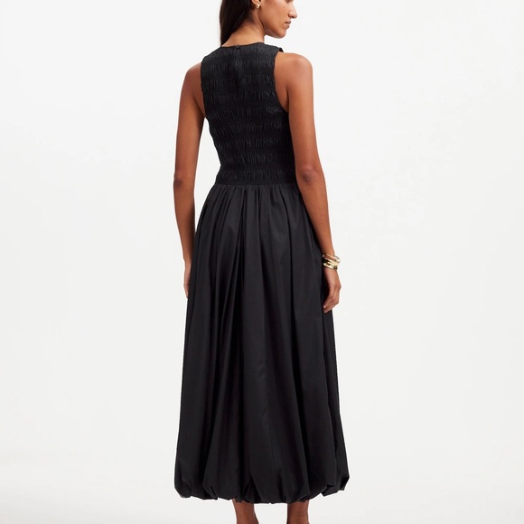 Madewell true black The Melody Bubble-Hem Smocked Midi Dress in Poplin small nwt - Picture 10 of 10